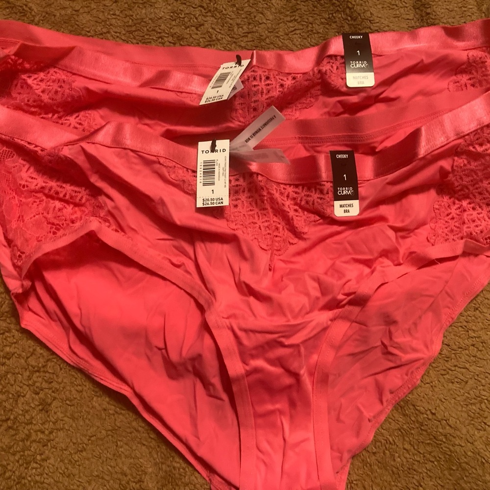 NWT Torrid Cheeky pink lace insert panties (2)